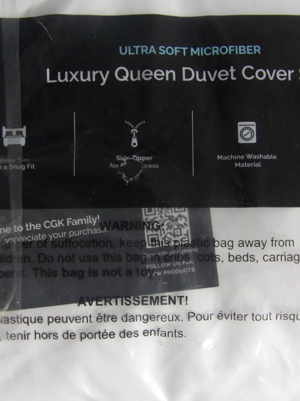 New CGK Linens LUXURY QUEEN DUVET COVER SET - Ultra Soft Microfiber